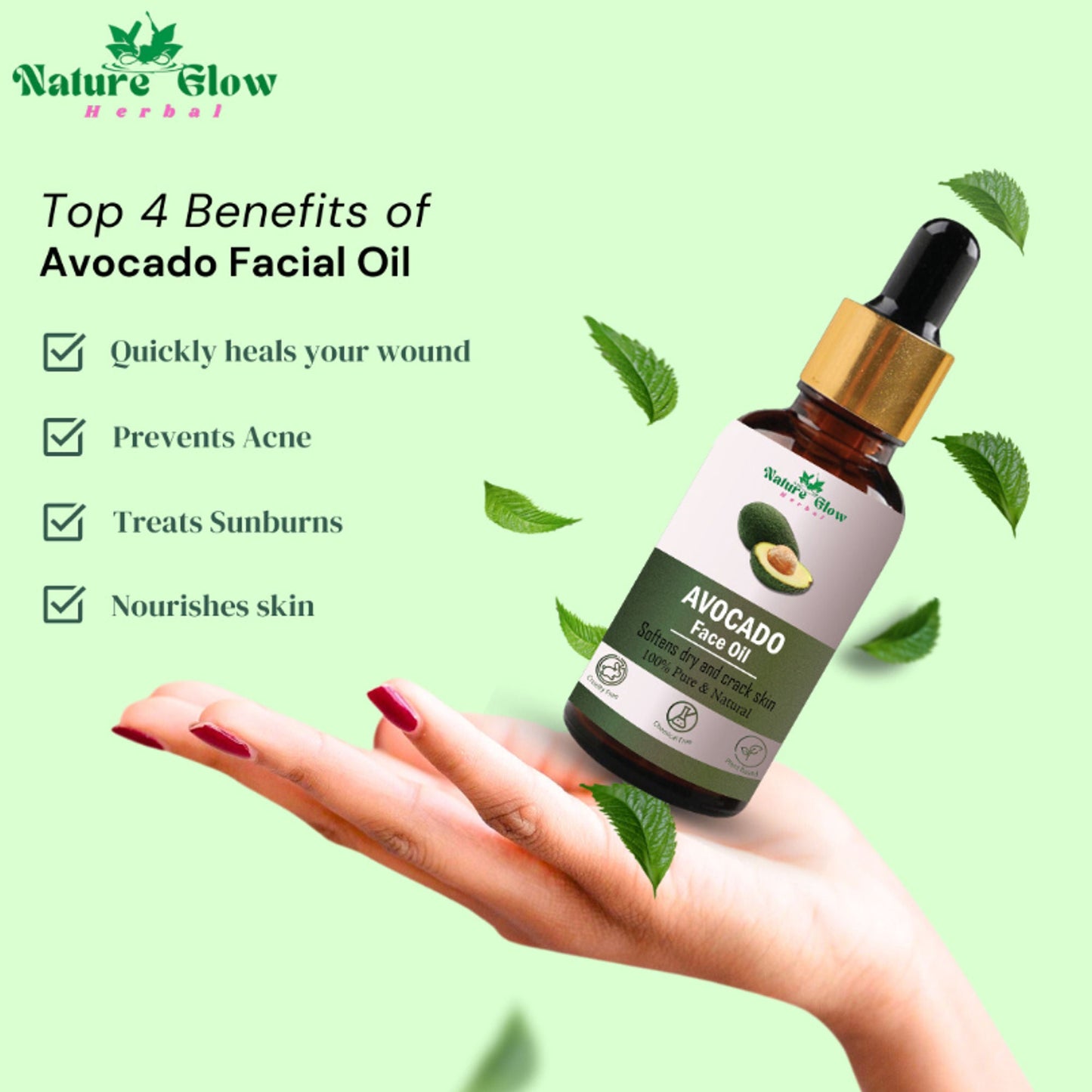 Nature Glow Herbal Avocado, Grapeseed & Jojoba Facial Oil Combo
