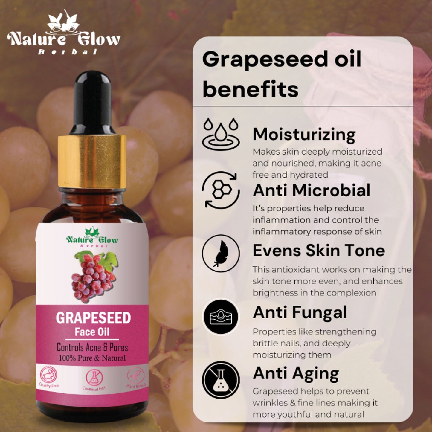 Nature Glow Herbal Avocado, Grapeseed & Jojoba Facial Oil Combo