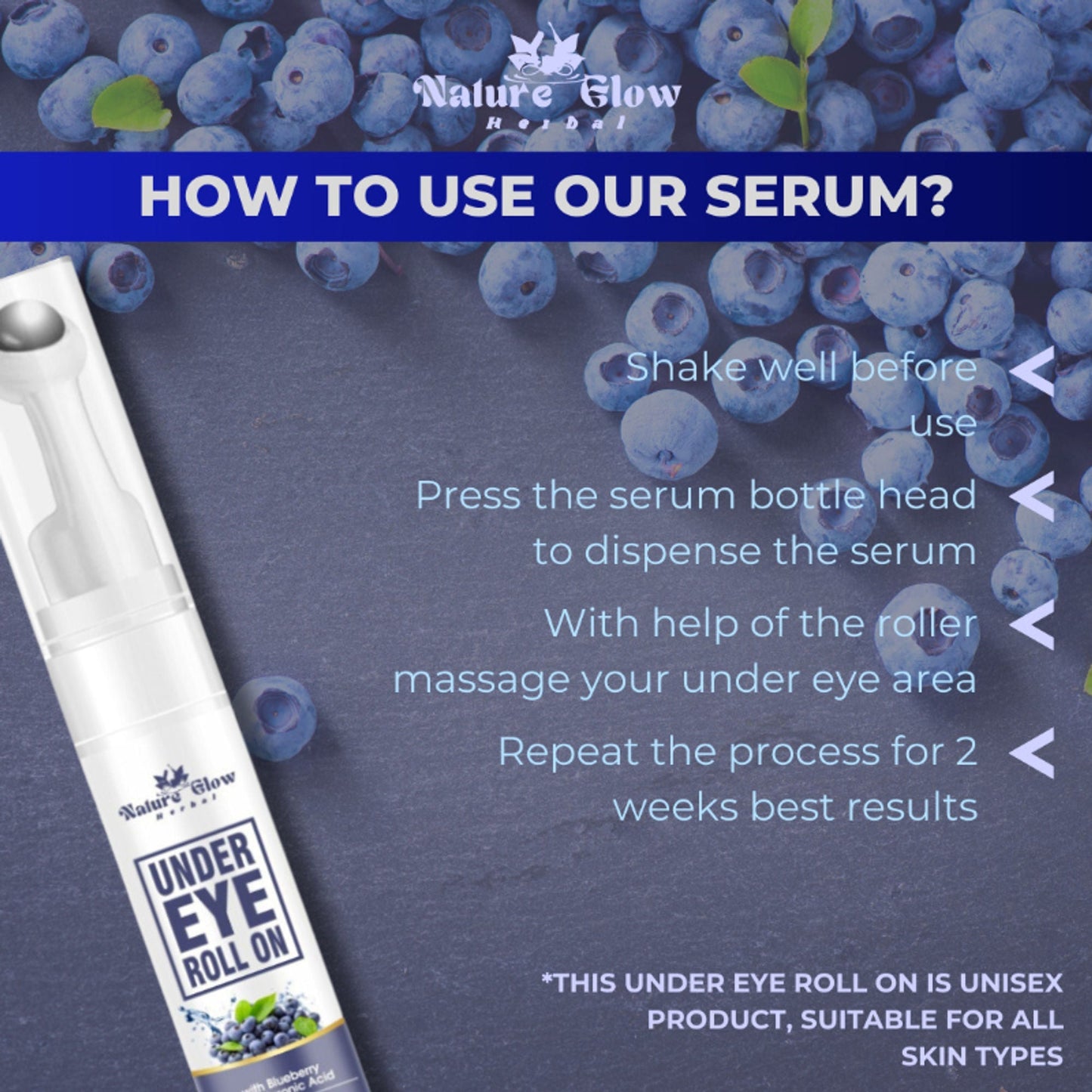 Nature Glow Herbal Under Eye Serum & Bluebery Roll On Combo