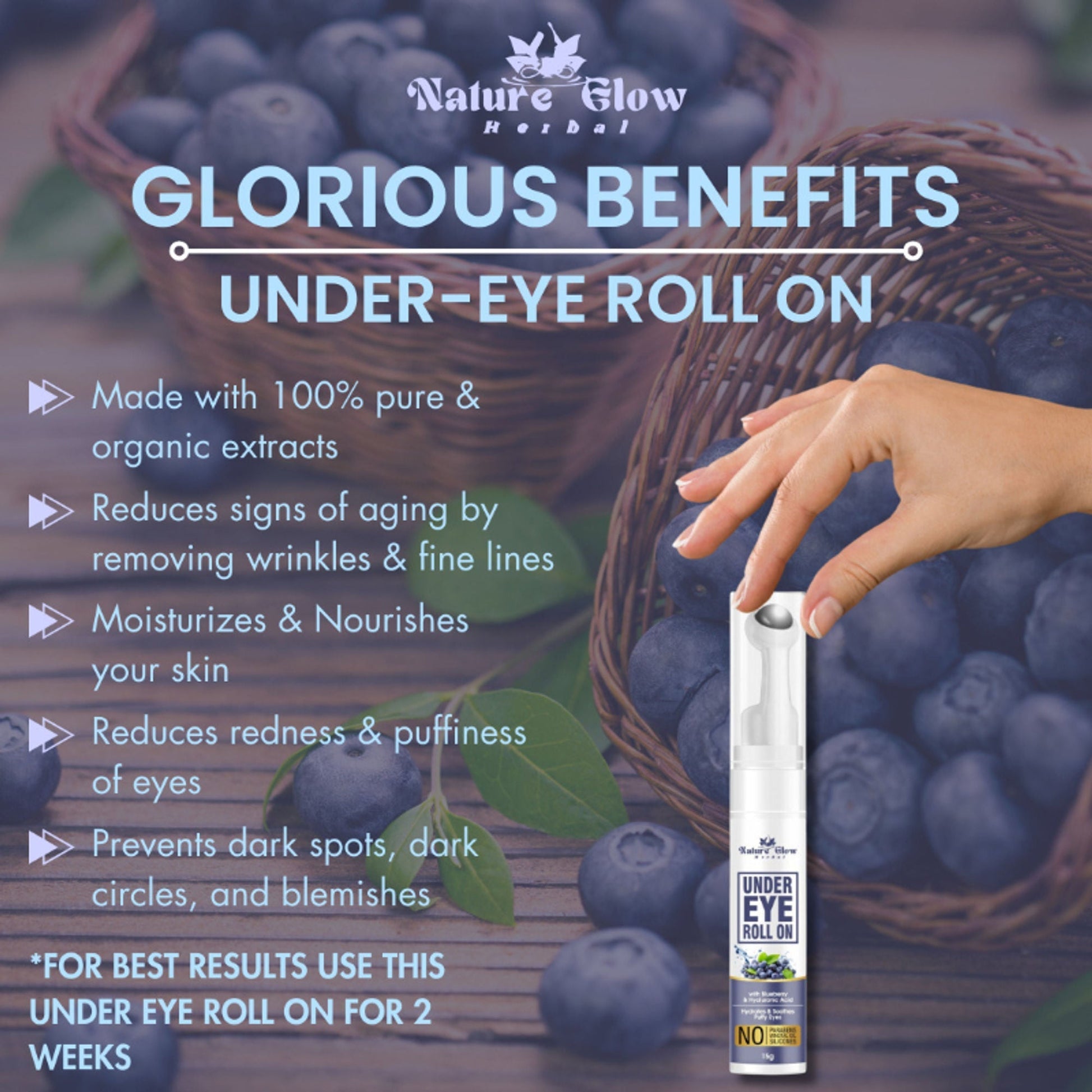 Nature Glow Herbal Under Eye Cream & Bluebery Roll On Combo
