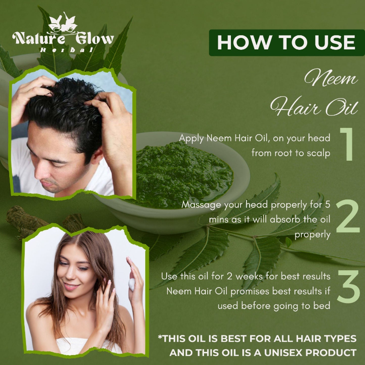 Nature Glow Herbal Neem & Castor Hair Oil Combo