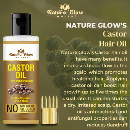 Nature Glow Herbal Castor & Onion With Black Seed Hair Oil Combo
