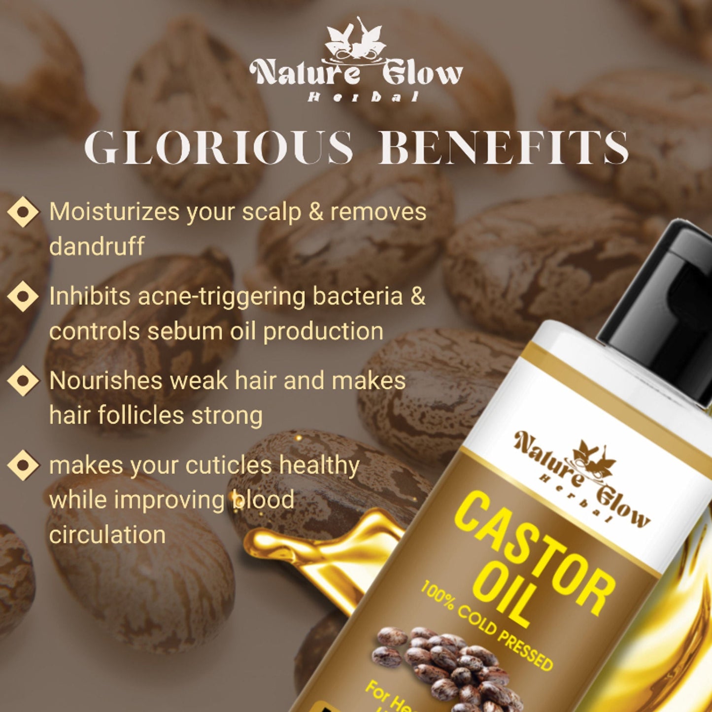Nature Glow Herbal Castor & Onion With Black Seed Hair Oil Combo
