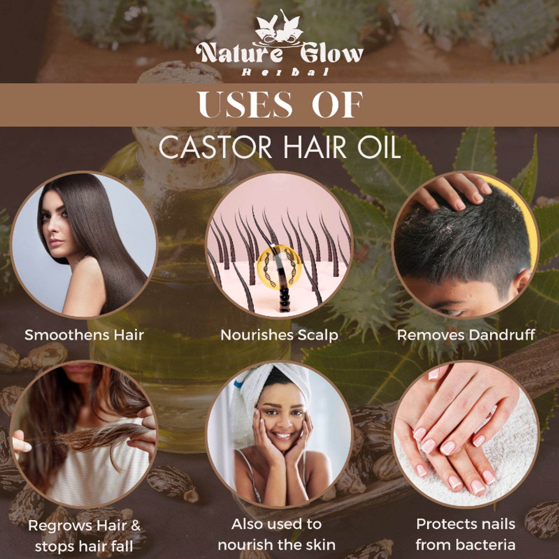 Nature Glow Herbal Castor & Onion With Black Seed Hair Oil Combo