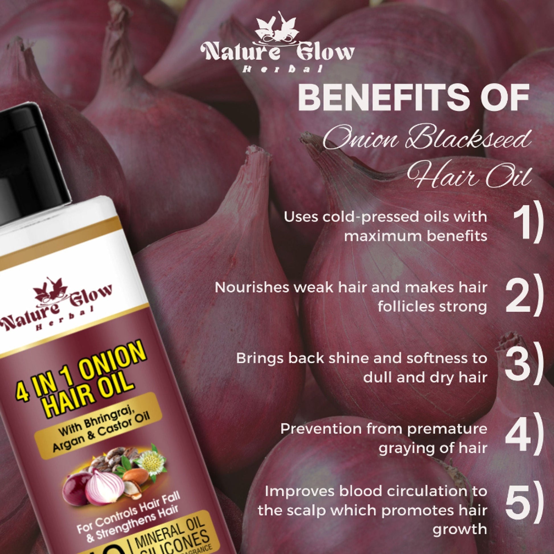 Nature Glow Herbal Castor Oil & 4 In 1 Hair Oil Combo