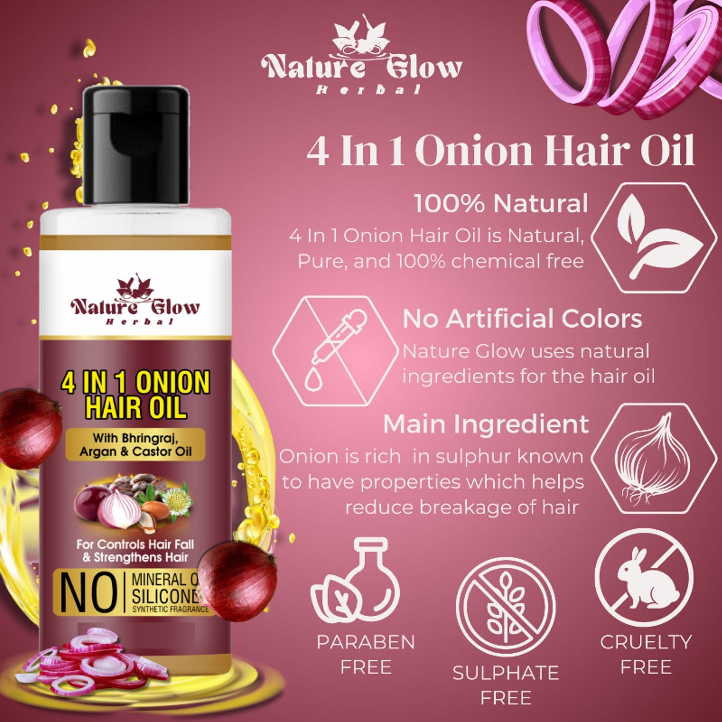 Nature Glow Herbal Castor Oil & 4 In 1 Hair Oil Combo