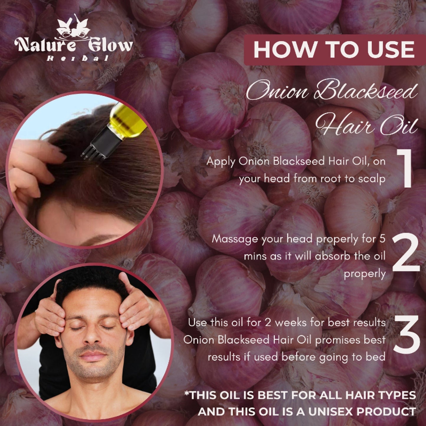 Nature Glow Herbal Bhringraj & Onion Black Seed Hair Oil Combo