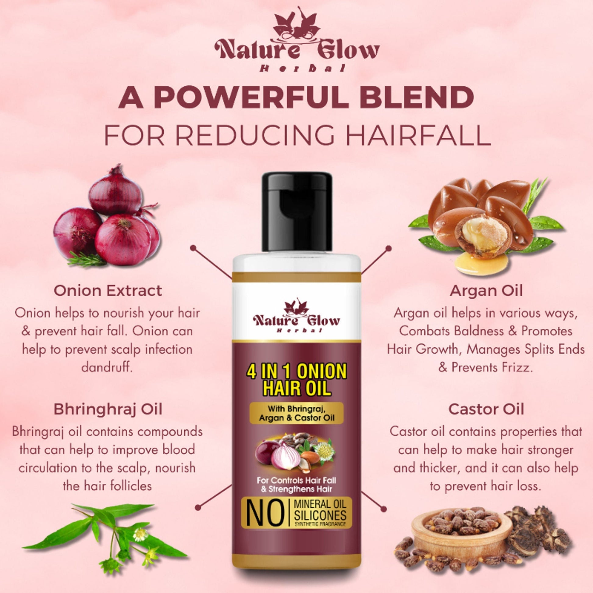 Nature Glow Herbal Bhringraj & 4 In 1 Hair Oil Combo
