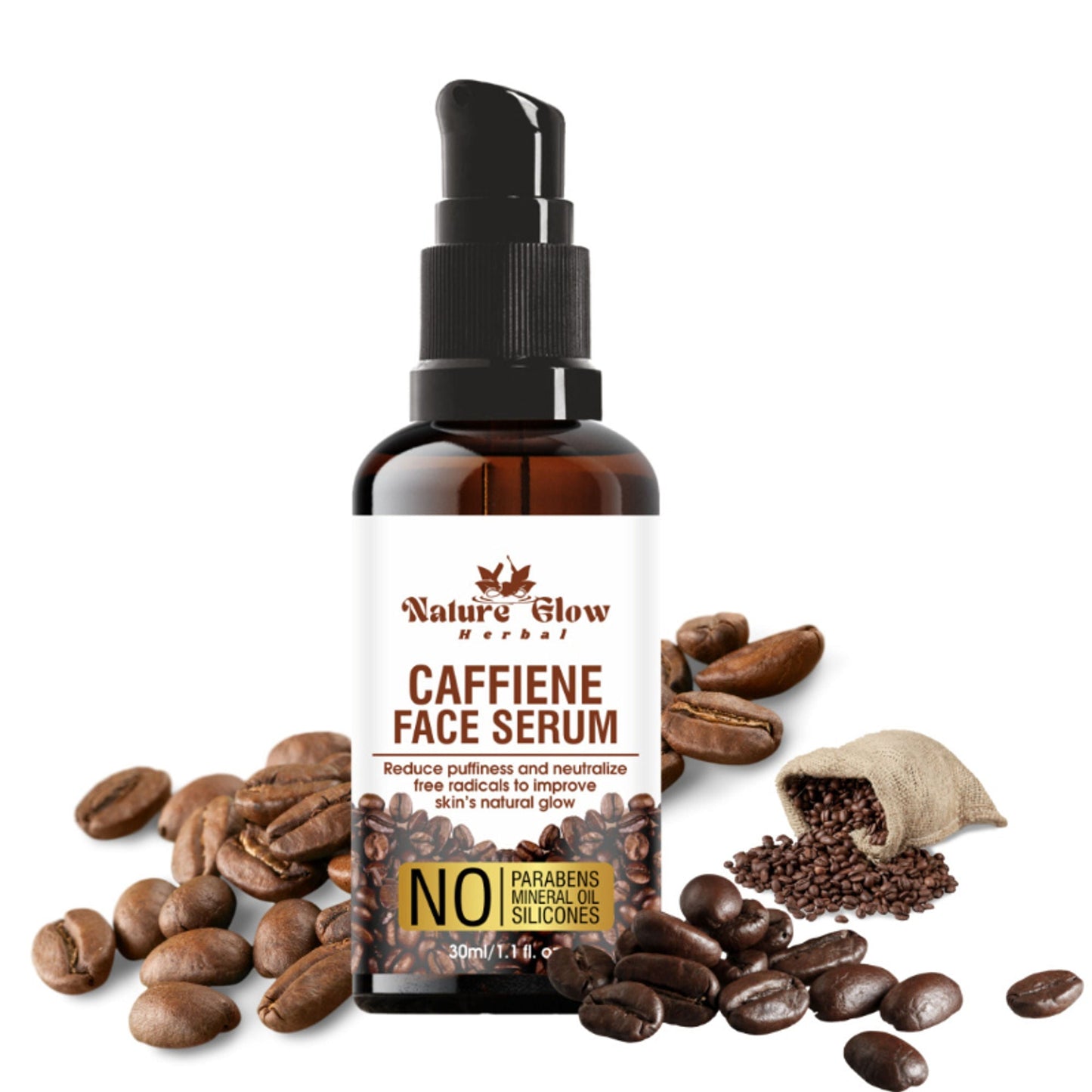 Nature Glow Herbal Caffeine Face Serum Hydrating Face Serum For Glowing Skin
