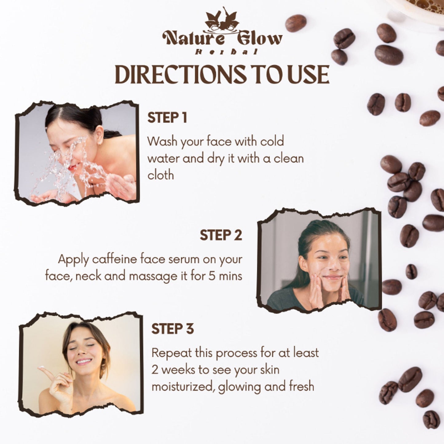 Nature Glow Herbal Caffeine Face Serum Hydrating Face Serum For Glowing Skin