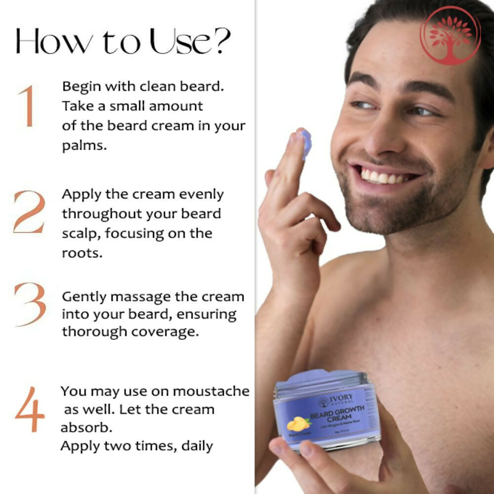 Ivory Natural Beard Growth Cream - Biotin Boosted Hair Follicle For New Hair Cycle