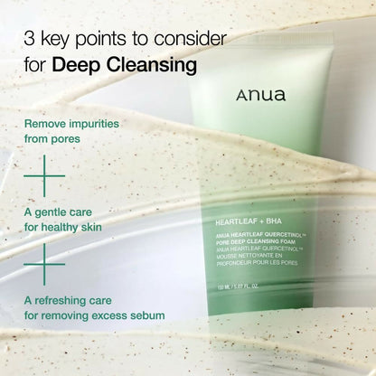 Anua Heartlef Quercetinol Pore Deep Cleansing Foam - Korean Skincare