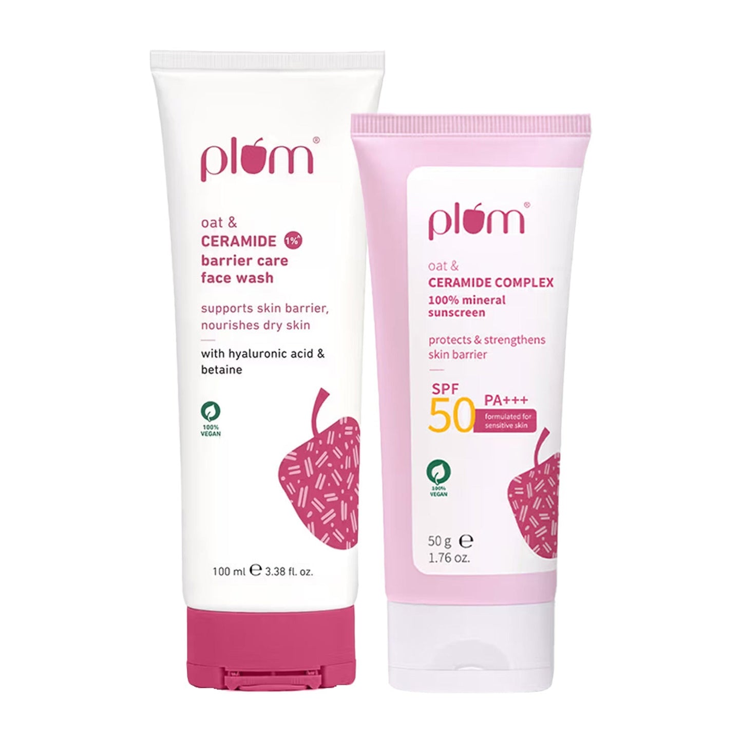 Plum Ceramides Face Wash & Sunscreen Combo With SPF 50 PA+++ For Barrier Repair And Sun Protection
