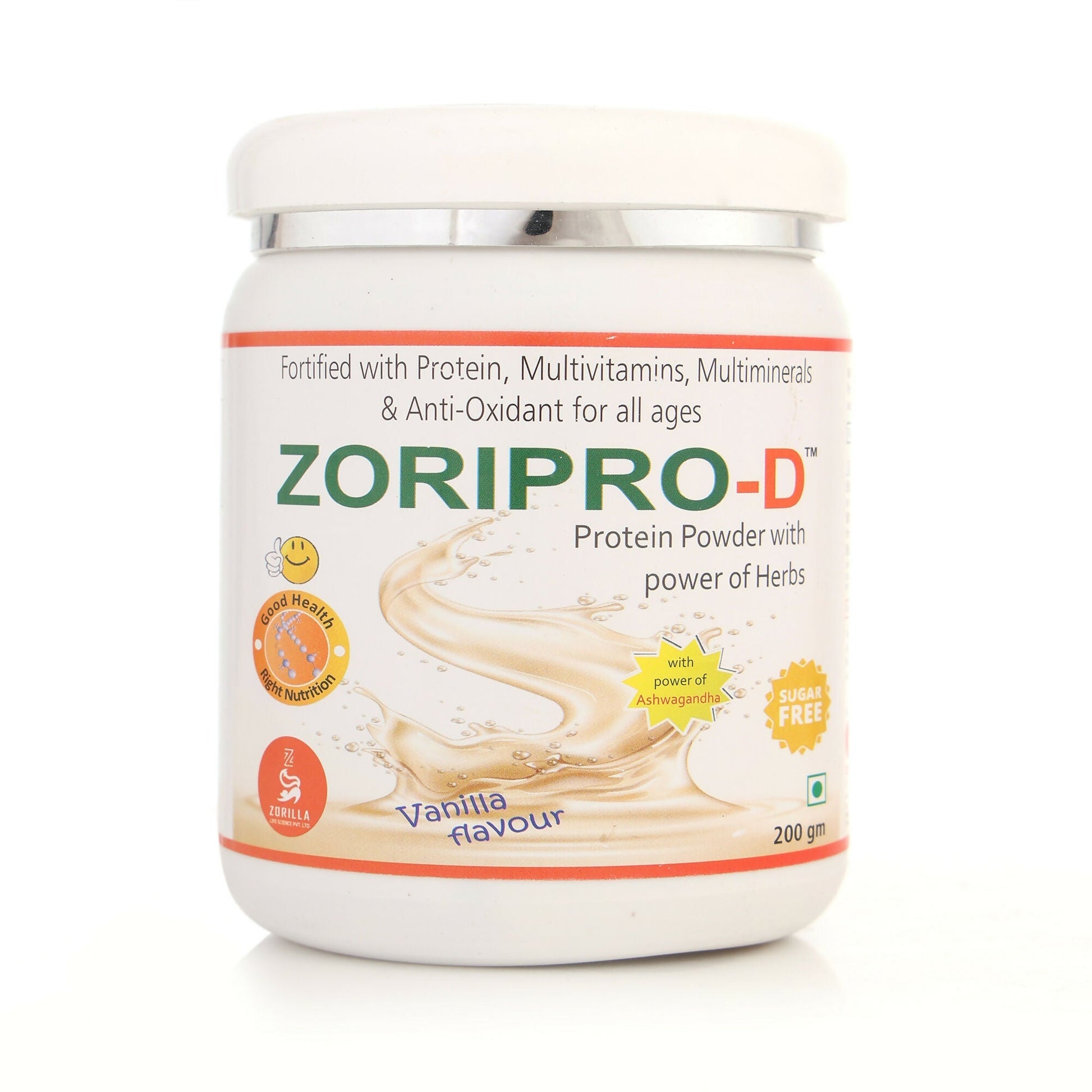 Zorilla Life Science Zoripro-D Protein Powder - Vanilla I Fortified with Protein I Multivitamin I Multimineral I Protein Powder with power of Herbs I Milk Protein with Power of Ashwagandha