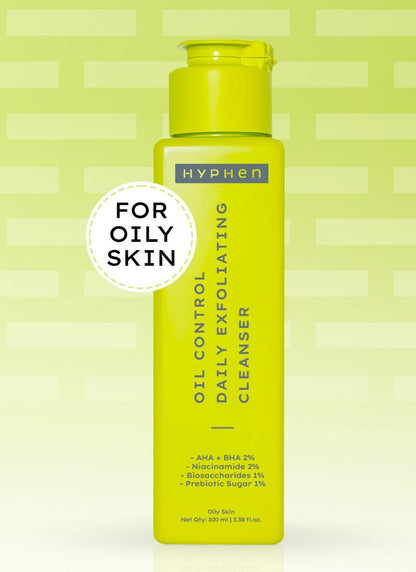 Hyphen By Kriti Sanon Oil Control Daily Cleanser, 2% AHA + BHA Salicylic Acid Face Wash, Deep Cleanses & Removes Dirt, For Men & Women