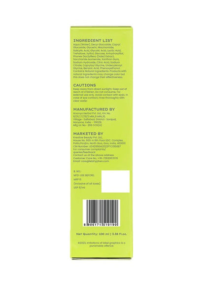 Hyphen By Kriti Sanon Oil Control Daily Cleanser, 2% AHA + BHA Salicylic Acid Face Wash, Deep Cleanses & Removes Dirt, For Men & Women