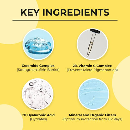 Dr. Sheth's Ceramide & Vitamin C Sunscreen SPF 50+ PA+++ | UVA UVB Protection | All Skin Types