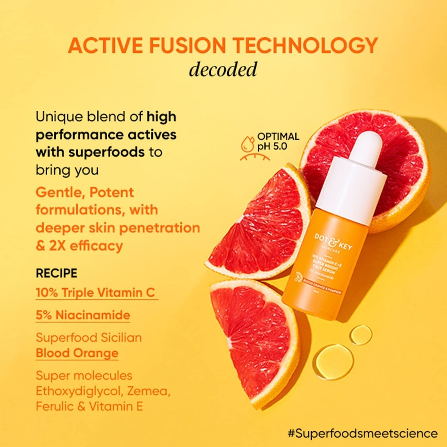 Dot & Key 10% Vitamin C+E Super Bright Face Serum | 5% Niacinamide | Glow Booster