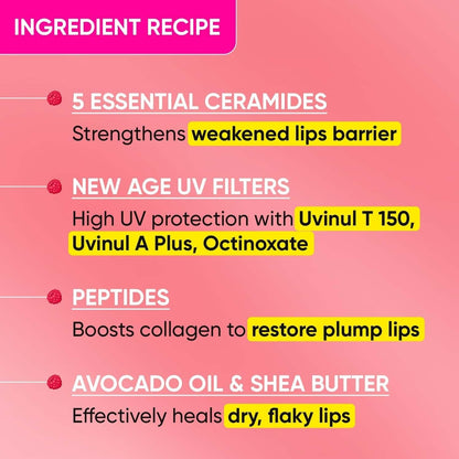 Dot & Key Barrier Repair Ceramide & Peptide SPF 50 Lip Balm - Plush Pink, UVA+UVB