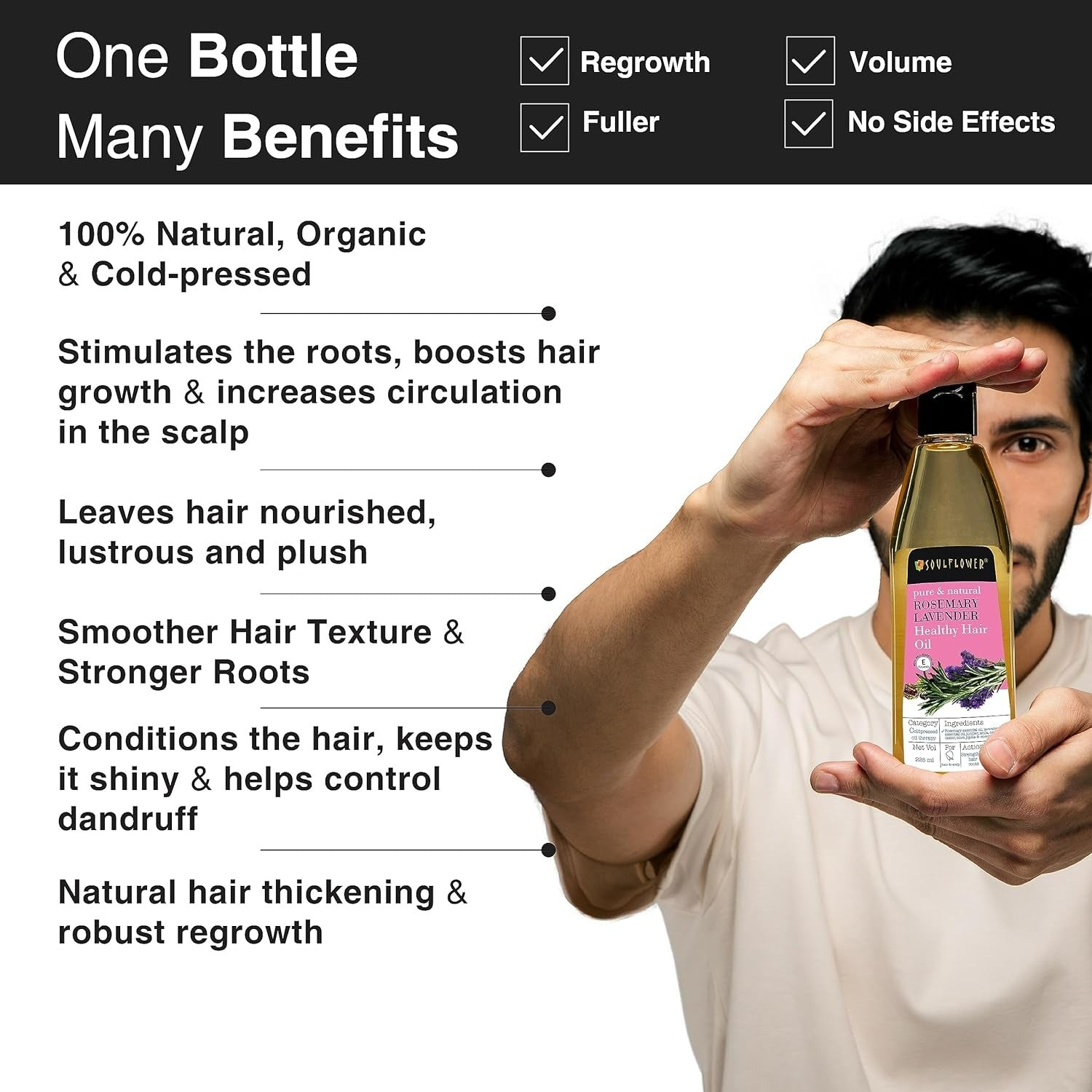 Soulflower Pure & Natural Rosemary Lavender Healthy Hair Oil