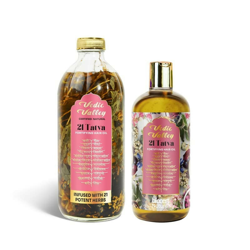 Vedic Valley Ayurvedic 21 Tatva Hair Brew Oil with 21 Herbs & Refill Combo