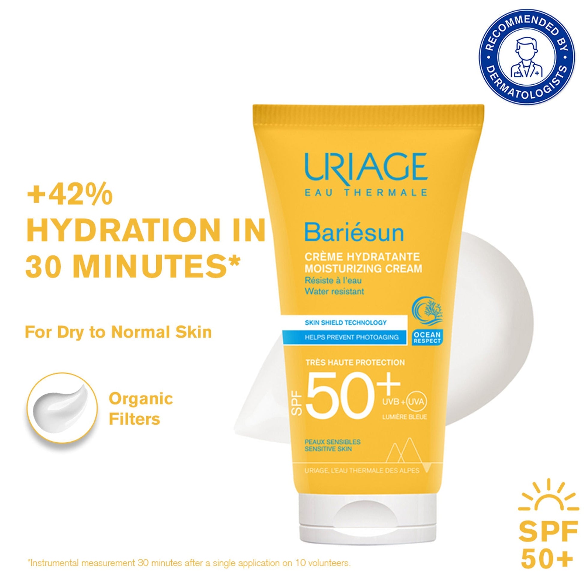 Uriage Bariesun Moisturizing Sunscreen SPF50+ Prevents Sun Damage & Skin Aging Dermat Recommended