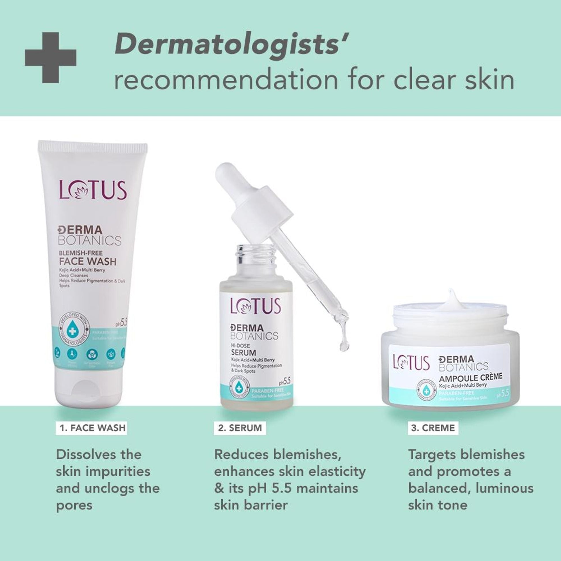 Lotus Herbals Derma Botanics Hi-Dose Serum Kojic Acid + Multi Berry, PH5.5 For Sensitive Skin
