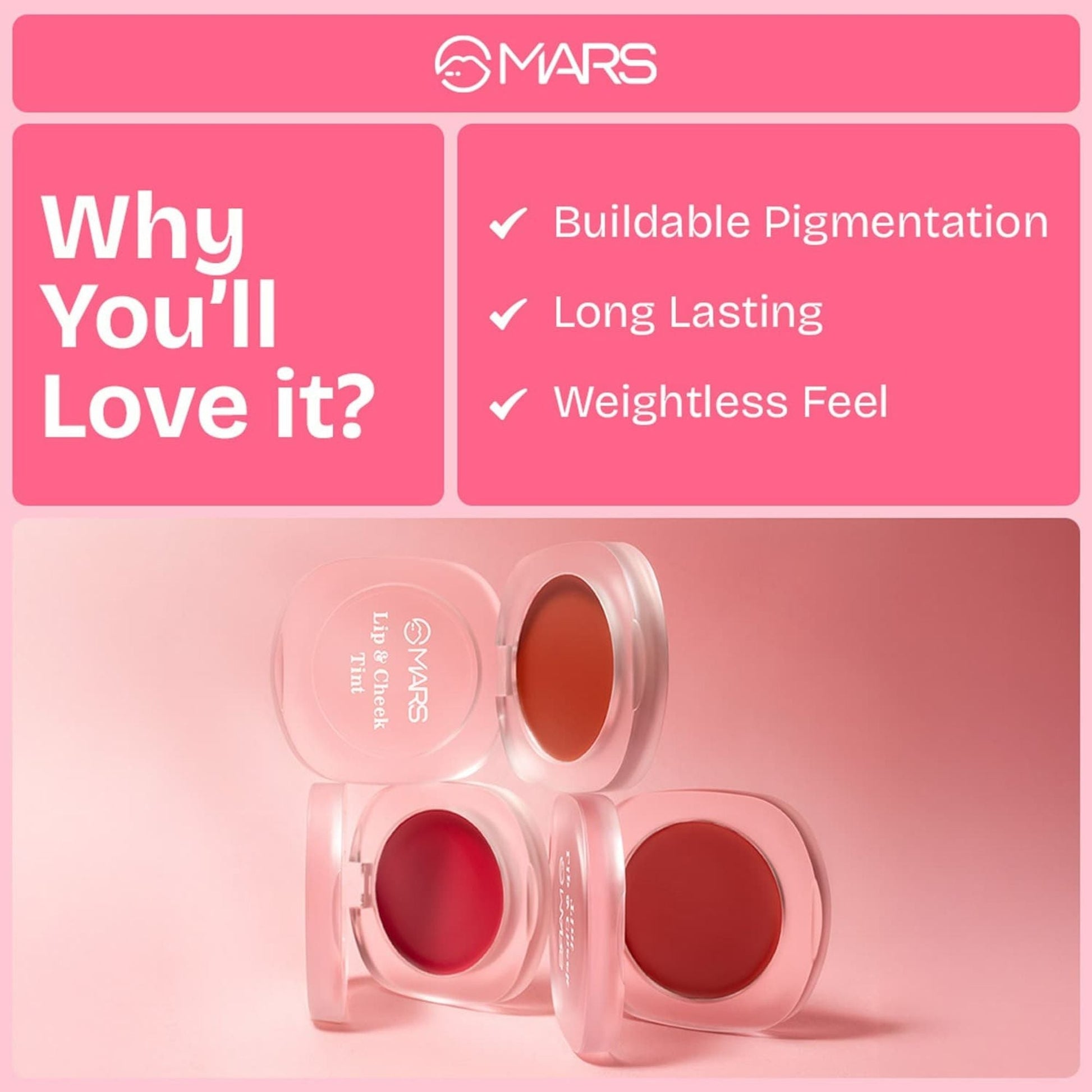 MARS Cosmetics Lip & Cheek Tint for Bold Pop Color - 05-Pastel Pink
