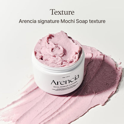 Arencia Fresh Rosehip Rice Mochi Cleanser - All-In-One Cleanser, Mask & Makeup Remover for Dull Skin