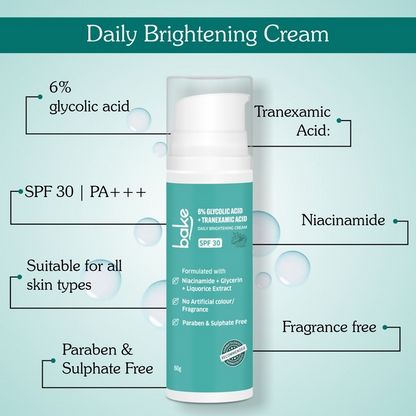 Bake 6% Glycolic + Tranexamic Acid Cream Spf 30 Pa+++ For Pigmentation & Daily Brightening Cream