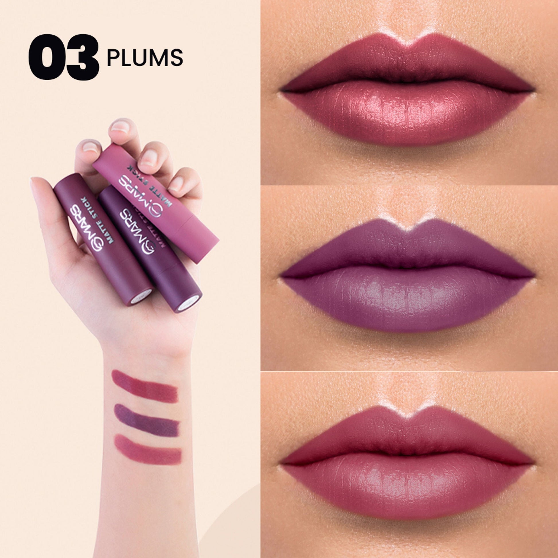 MARS Cosmetics Matte Lipsticks Box - 03 Plums