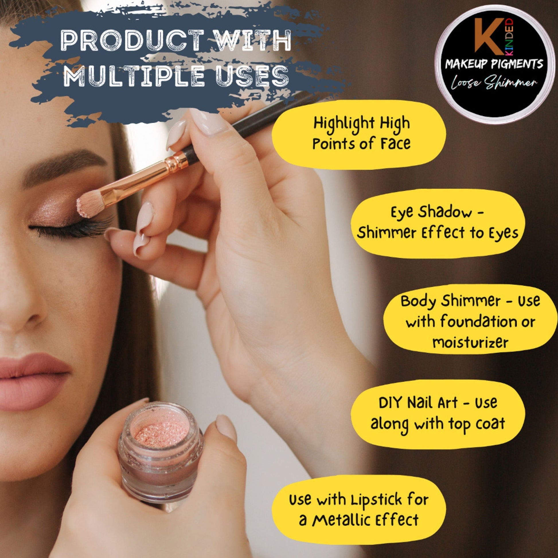 KINDED Loose Shimmer Makeup Foil Pigments Powder - Rose Gold