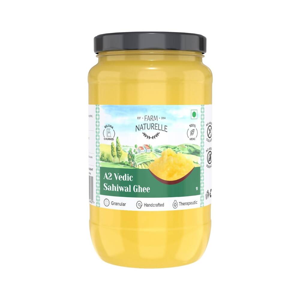 Farm Naturelle A2 Vedic Sahiwal Ghee - Desi Cow Ghee | Natural, Healthy, and Pure | Cultured Cow Ghee
