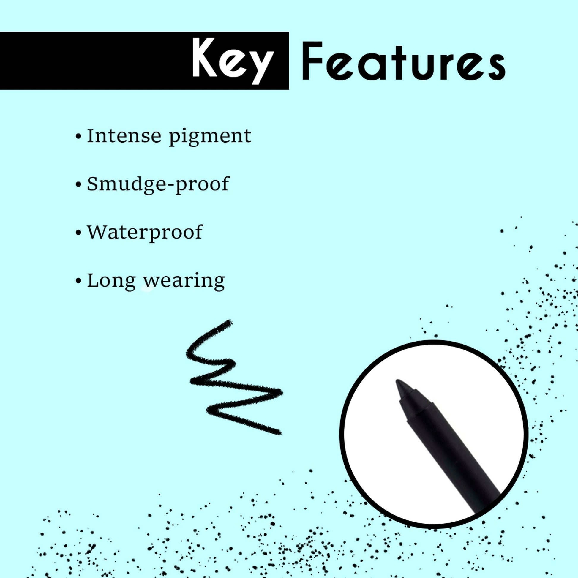 Matt Look Single Stroke Super Glide 24 Hours Water Proof Smudge Proof Eyeliner Kohl Kajal - Jet Black