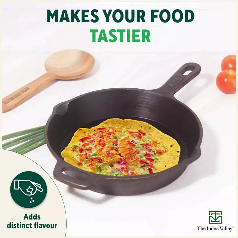 The Indus Valley Super Smooth Cast Iron Set: Frypan+ Kadai+ Tawa, Kitchen set for Home, Nonstick, 100% Pure,Toxin-free, Tadka Pan