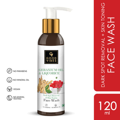 Good Vibes Dark Spot Removal + Skin Toning Face Wash - Geranium + Liquorice