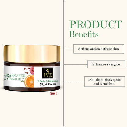 Good Vibes Softening + Brightening Night Cream - Grape Seed + Orange