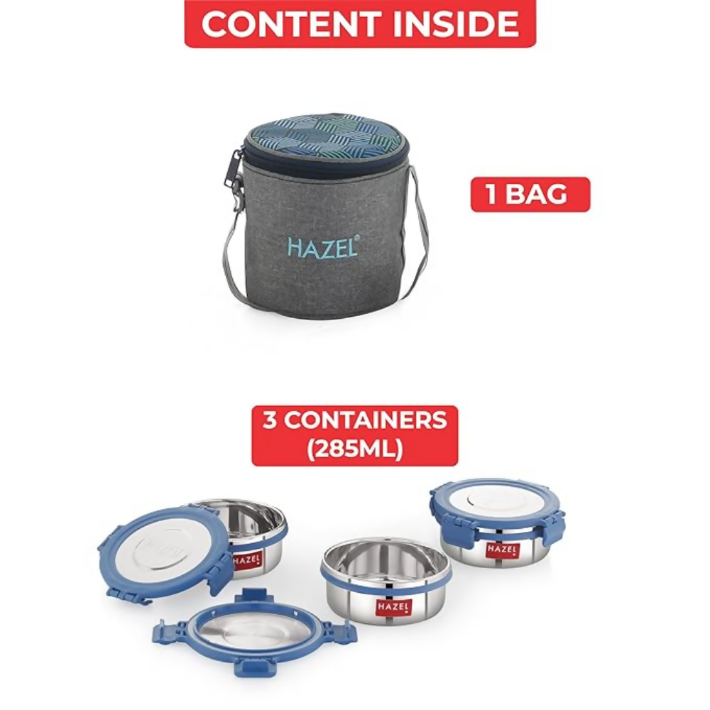 Hazel Stainless Steel Lunch Box Set of 4 with Standing Bag
