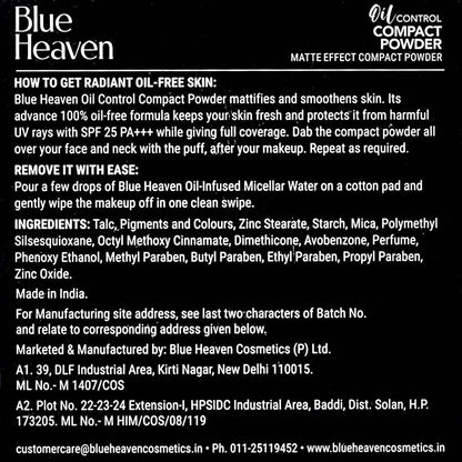 Blue Heaven Oil Control Compact Powder Matte Finish SPF 25 PA+++ Vanilla