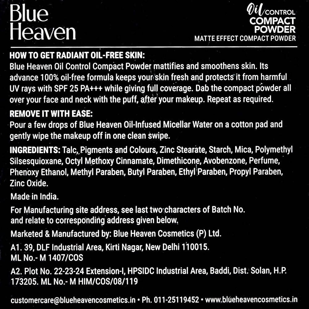 Blue Heaven Oil Control Compact Powder Matte Finish SPF 25 PA+++ Caramel