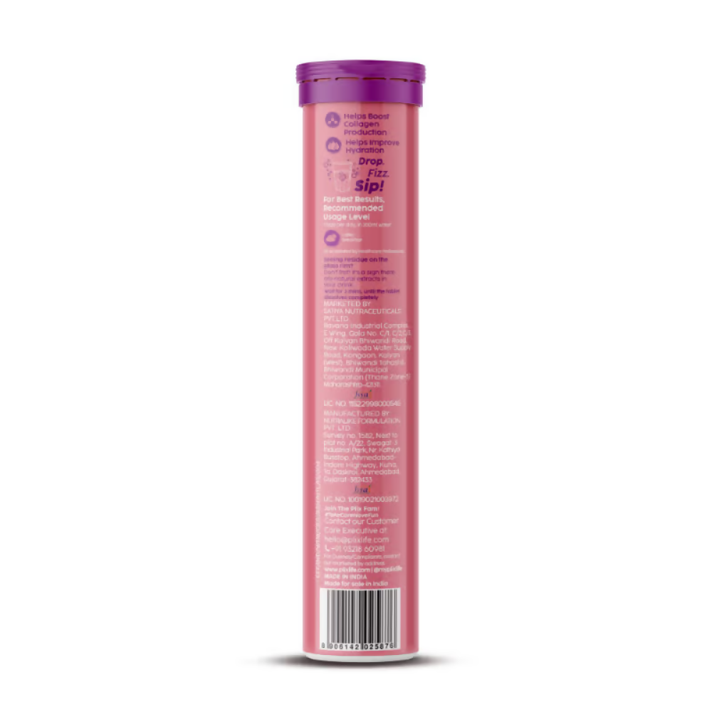 PLIX The Plant Fix Collagen Builder Bubbly Effervescent Tablets Vitamin C & E for Hydrated Skin & Anti-Aging