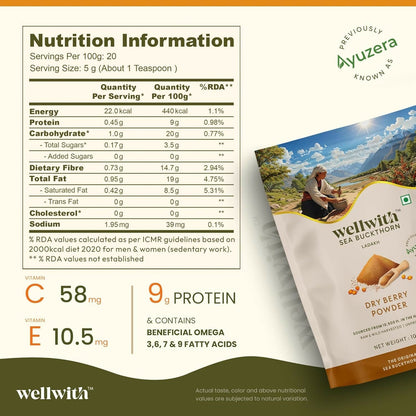 Wellwith Himalayan Sea Buckthorn Dry Berry Powder
