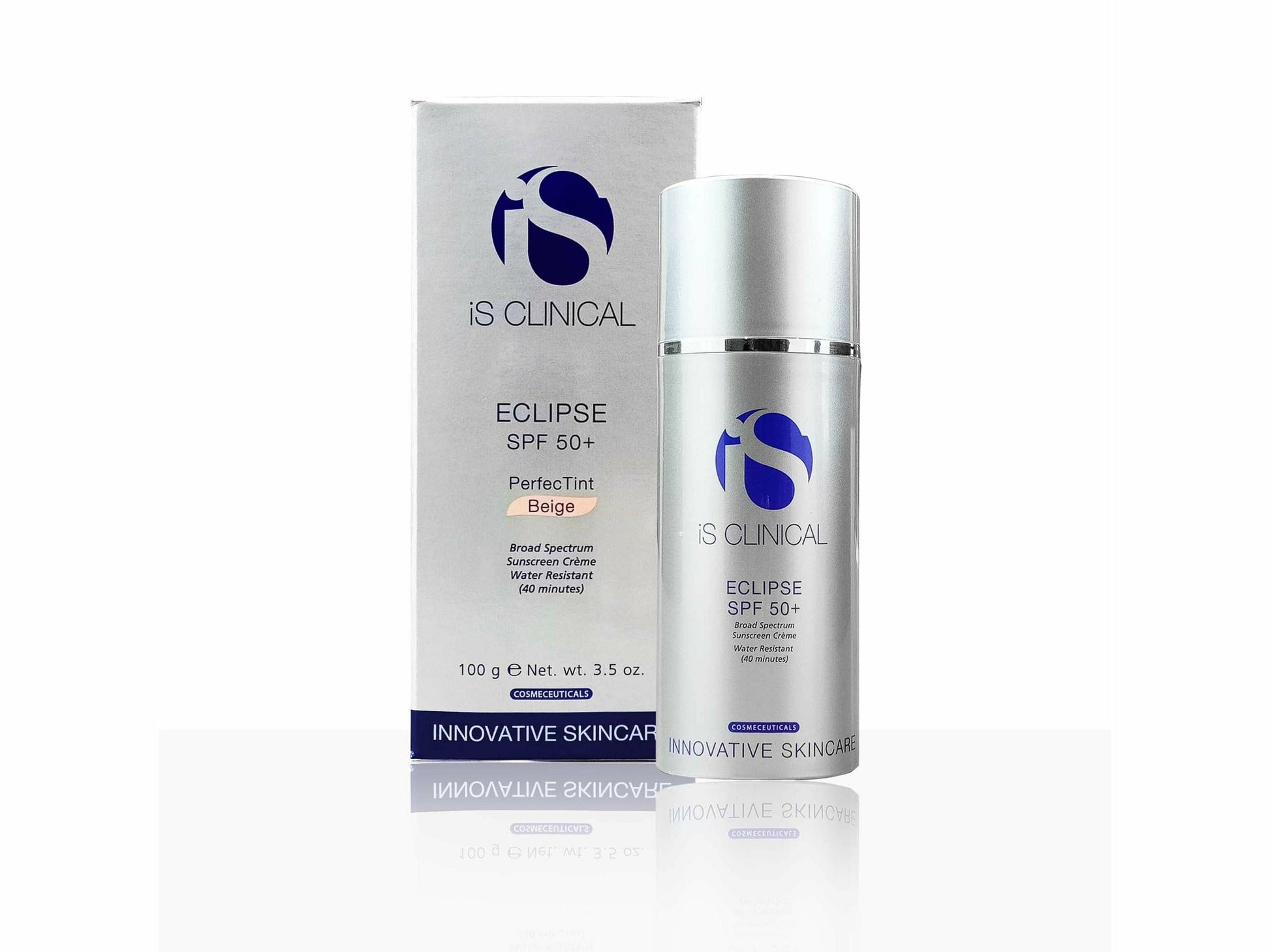 IS Clinical Eclipse SPF 50+ skincare product and packaging on a white background