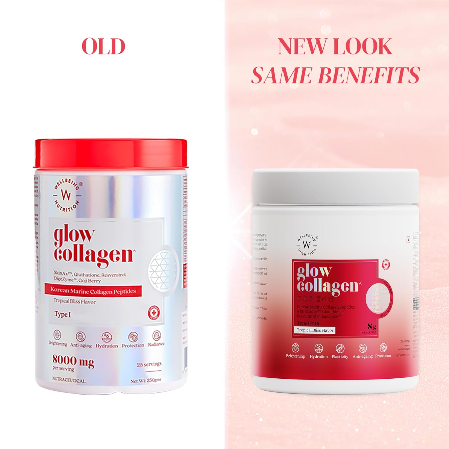 Wellbeing Nutrition Glow Korean Marine Collagen Peptides-Tropical Bliss Flavor