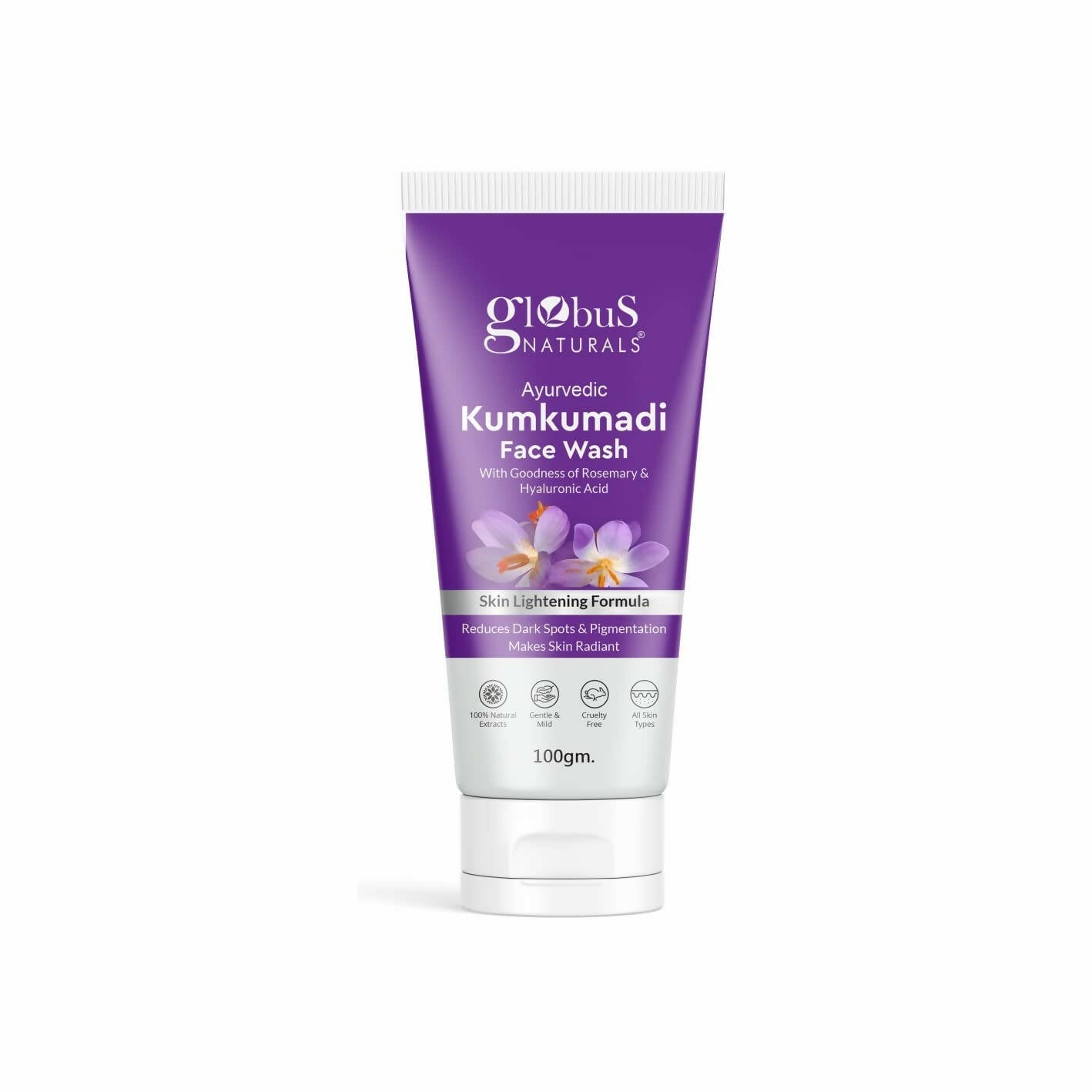 Tube of Globus Naturals Kumkumadi Face Wash on a white background