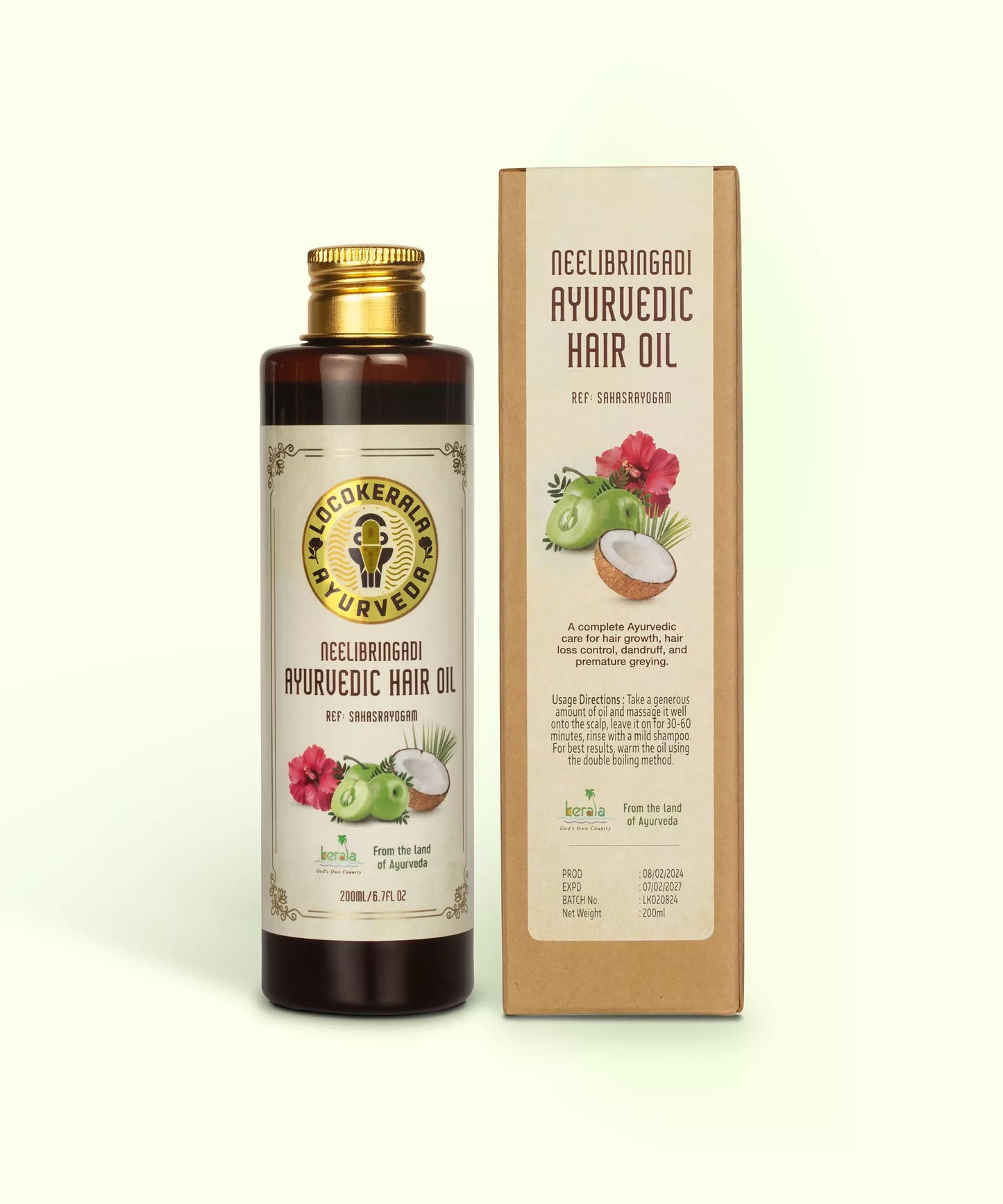 LocoKerala Neelibringadi Ayurvedic Hair Oil – For Healthy Scalp & Luxuriant Growth