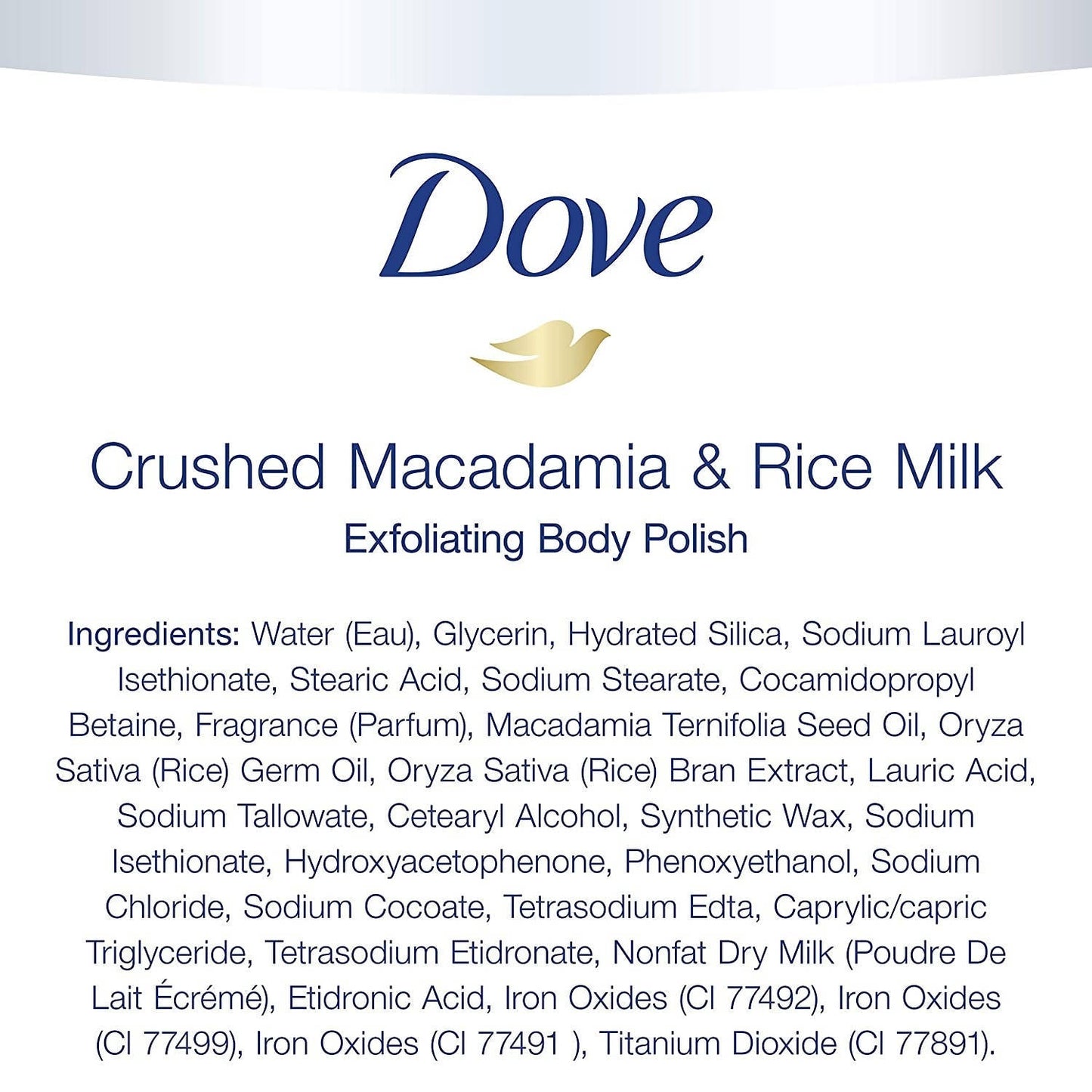 Dove Crushed Macadamia & Rice Milk Moderate Exfoliating Body Scrubating Body Polish Scrub