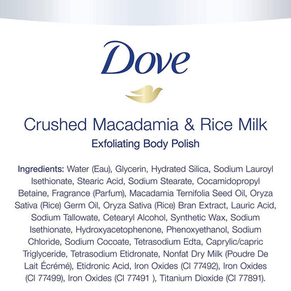Dove Crushed Macadamia & Rice Milk Moderate Exfoliating Body Scrubating Body Polish Scrub