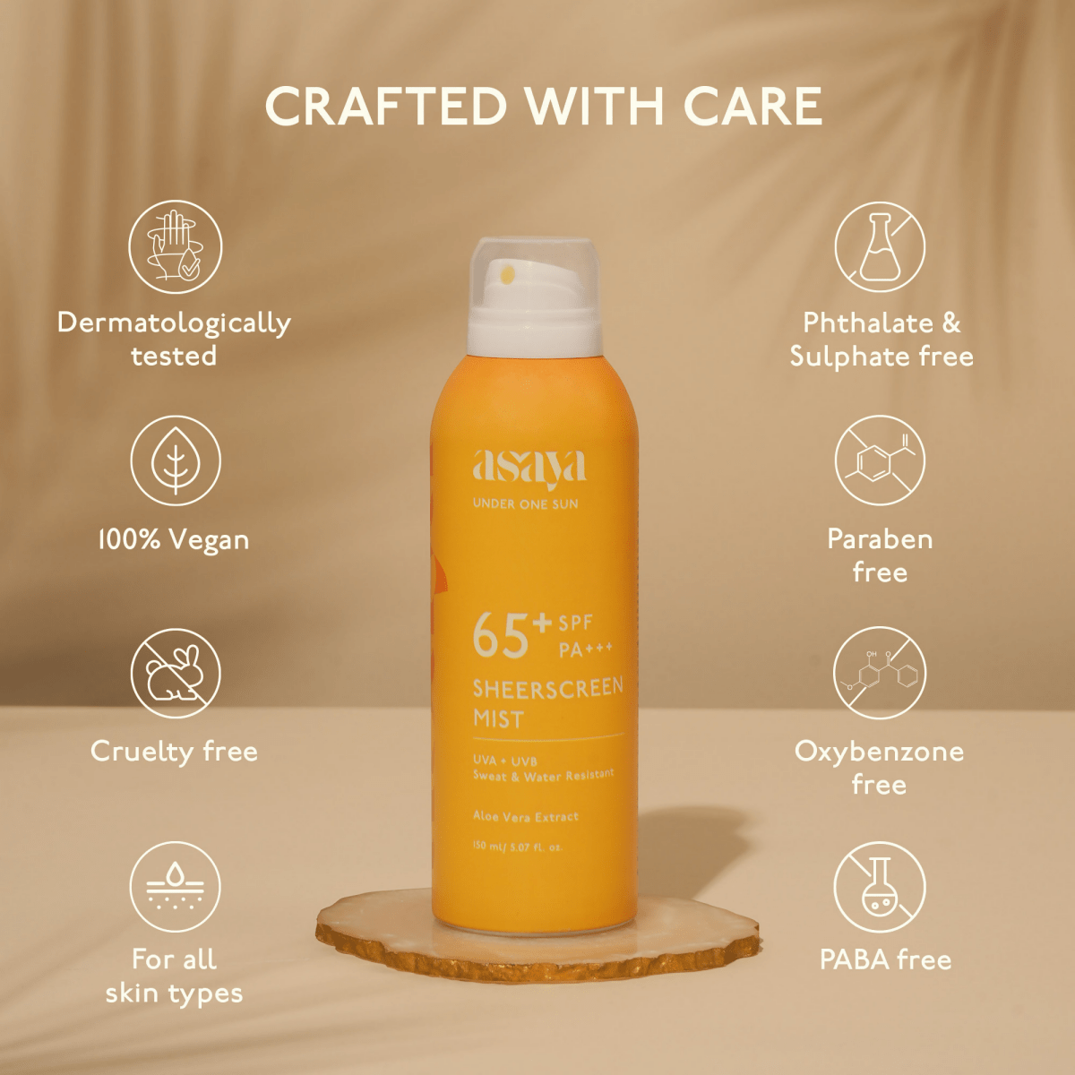 Asaya Broadspectrum Sunscreen Spray SPF 50+, Waterproof Spray Sunscreen For Face & Body