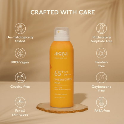 Asaya Broadspectrum Sunscreen Spray SPF 50+, Waterproof Spray Sunscreen For Face & Body